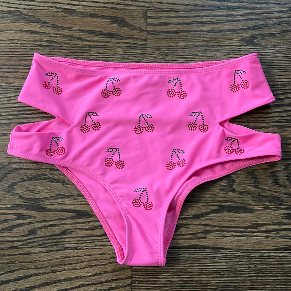 Beach riot - cherry sequin bottoms only side M NEW